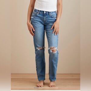 AE Stretch Curvy Ripped Straight Jeans 16 Long